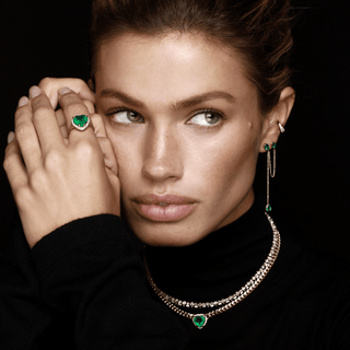 Triple Water Drop Emerald Twinkle Earring    by Logan Hollowell Jewelry