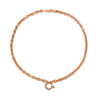Alchemy Link Choker with Pavé Diamond Hoop Closure Rose Gold 14"  by Logan Hollowell Jewelry