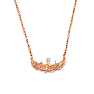Diamond Bezel Isis Necklace Rose Gold   by Logan Hollowell Jewelry