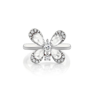 Eau de Rose Cut Diamond Butterfly Ring 2.75 White Gold  by Logan Hollowell Jewelry