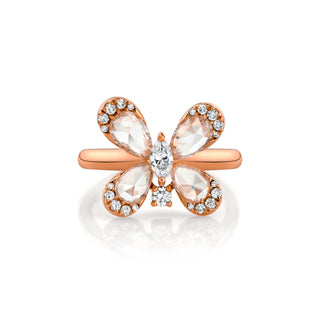 Eau de Rose Cut Diamond Butterfly Ring 2.75 Rose Gold  by Logan Hollowell Jewelry