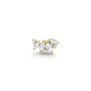 Eternal Jardin Rose Cut Diamond Marquise Studs Yellow Gold Single Right  by Logan Hollowell Jewelry