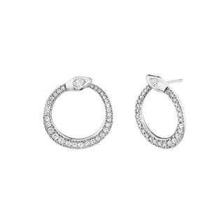 Graduated French Pave Kundalini Hoop Studs White Gold   by Logan Hollowell Jewelry