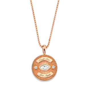 Call On Your Angels Natural or Lab Created Diamond Angel Eye Coin Pendant Necklace Rose Gold 14"-15" Adjustable Length Natural by Logan Hollowell Jewelry