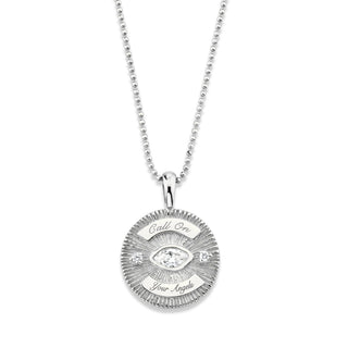 Call On Your Angels Natural or Lab Created Diamond Angel Eye Coin Pendant Necklace White Gold 14"-15" Adjustable Length Natural by Logan Hollowell Jewelry