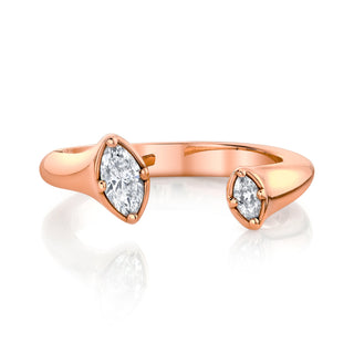 Lover's Duet Marquise Diamond Ring Rose Gold 4  by Logan Hollowell Jewelry
