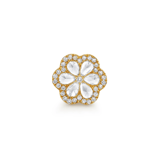 Eternal Jardin Rose Cut Pear Diamond Flower Studs Yellow Gold Single  by Logan Hollowell Jewelry