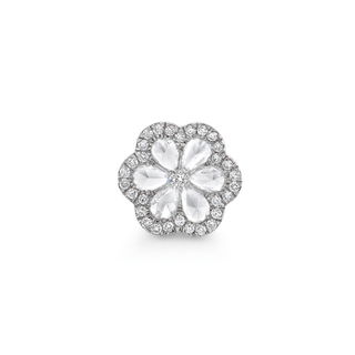 Eternal Jardin Rose Cut Pear Diamond Flower Studs White Gold Single  by Logan Hollowell Jewelry