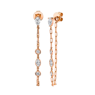 Star Shower Angel Eye Diamond Earrings Rose Gold Pair  by Logan Hollowell Jewelry