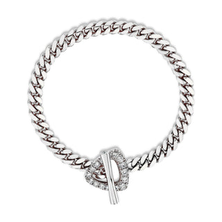 Trillion Toggle Bracelet 6.5" White Gold  by Logan Hollowell Jewelry