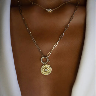 Alchemy Link Charm Necklace with Pavé Diamond Hoop Closure | Ready to Ship    by Logan Hollowell Jewelry