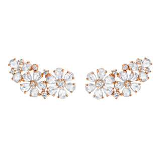 Eternal Jardin Rose Cut Fancy Diamond Flower Earrings Rose Gold Pair  by Logan Hollowell Jewelry