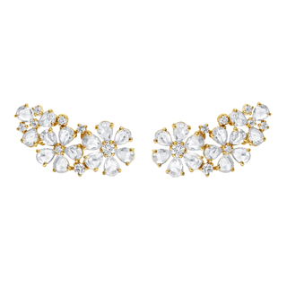 Eternal Jardin Rose Cut Fancy Diamond Flower Earrings Yellow Gold Pair  by Logan Hollowell Jewelry