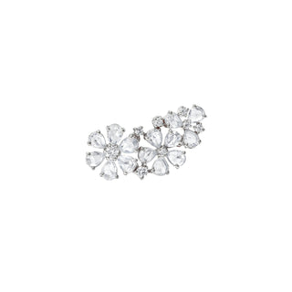 Eternal Jardin Rose Cut Fancy Diamond Flower Earrings White Gold Single Left  by Logan Hollowell Jewelry