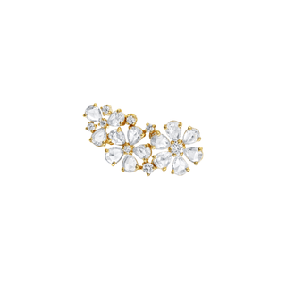 Eternal Jardin Rose Cut Fancy Diamond Flower Earrings Yellow Gold Single Right  by Logan Hollowell Jewelry