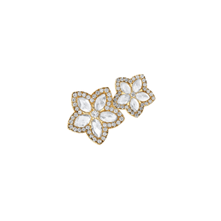 Eternal Jardin Rose Cut Diamond Double Flower Studs Yellow Gold Single-Left  by Logan Hollowell Jewelry
