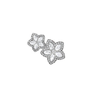 Eternal Jardin Rose Cut Diamond Double Flower Studs White Gold Single-Right  by Logan Hollowell Jewelry