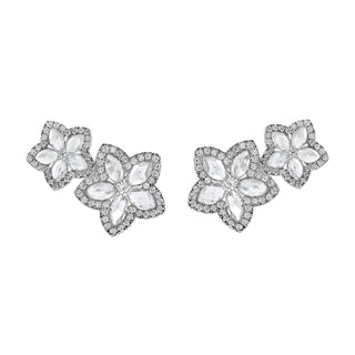 Eternal Jardin Rose Cut Diamond Double Flower Studs White Gold Pair  by Logan Hollowell Jewelry
