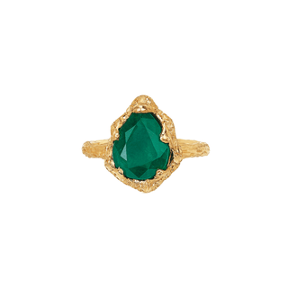 Baby Queen Water Drop Zambian Emerald Solitaire Ring Yellow Gold 4  by Logan Hollowell Jewelry