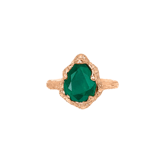 Baby Queen Water Drop Zambian Emerald Solitaire Ring Rose Gold 4  by Logan Hollowell Jewelry