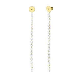 Eau de Rose Cut Diamond Iris Double Drop Earrings - Backs Yellow Gold Pair  by Logan Hollowell Jewelry