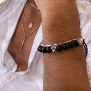 LH x JA Akasha Onyx Mala Bead Bracelet with 18k Merkaba    by Logan Hollowell Jewelry