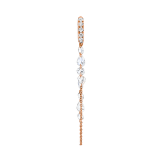 French Pave Diamond Huggies with Eau de Rose Cut Diamond Iris Chain Drops Rose Gold Single  by Logan Hollowell Jewelry