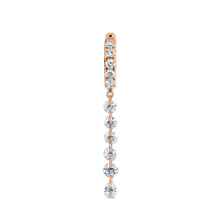 French Pave Diamond Huggies with Medium Eau de Rose Diamond Drops Rose Gold Single  by Logan Hollowell Jewelry