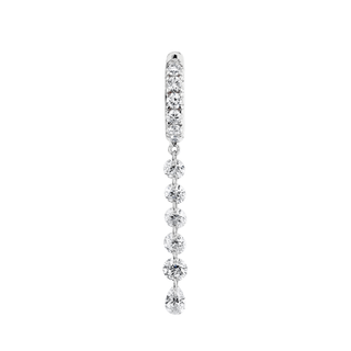 French Pave Diamond Huggies with Medium Eau de Rose Diamond Drops White Gold Single  by Logan Hollowell Jewelry