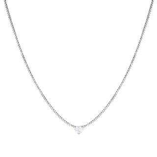Diamond Luxe Choker with Moonstone Heart Center | Ready to Ship 15" White Gold  by Logan Hollowell Jewelry