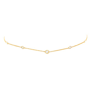 5 Diamond Orbit Bezel Choker | Ready to Ship Yellow Gold 14"-15"-16"  by Logan Hollowell Jewelry