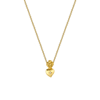 Burning Heart Star Set Diamond Necklace Yellow Gold   by Logan Hollowell Jewelry