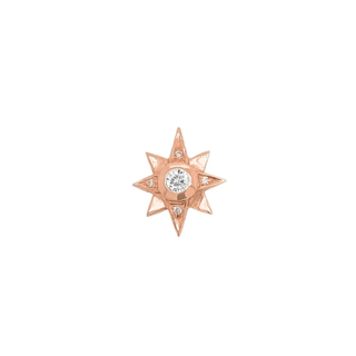North Star Diamond Earrings Rose Gold Single  by Logan Hollowell Jewelry