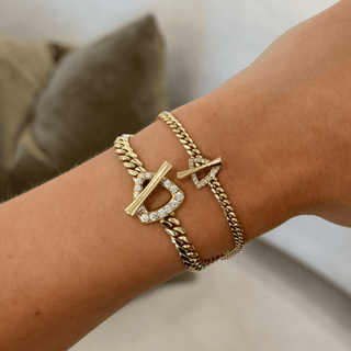 Pavé Diamond Mini Trillion Toggle Bracelet    by Logan Hollowell Jewelry