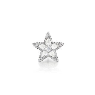 Eau de Rose Cut Diamond Star Studs White Gold Single  by Logan Hollowell Jewelry