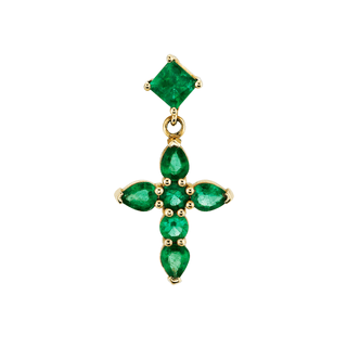 Small Emerald Drop Faith Stud | Ready to Ship Yellow Gold   by Logan Hollowell Jewelry