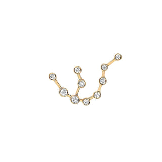 Baby Aquarius Constellation Studs | Ready to Ship Yellow Gold Single Left  by Logan Hollowell Jewelry