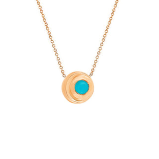 Rise Moon Necklace with Turquoise | Ready to Ship 18" Rose Gold  by Logan Hollowell Jewelry
