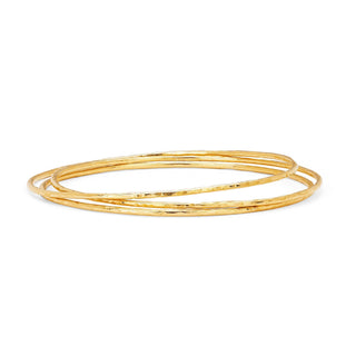 Wilderness Hammered Gold Bangle Set | Ready to Ship Yellow Gold   by Logan Hollowell Jewelry