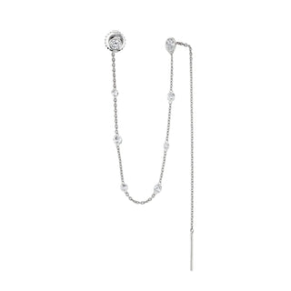 Eau de Rose Brilliant Cut Diamond Thread Earrings White Gold Single  by Logan Hollowell Jewelry
