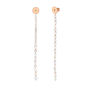 Eau de Rose Cut Diamond Iris Double Drop Earrings - Backs Rose Gold Pair  by Logan Hollowell Jewelry