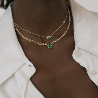 5 Emerald Orbit Bezel Choker with Angel Eye Emerald Center | Ready to Ship    by Logan Hollowell Jewelry