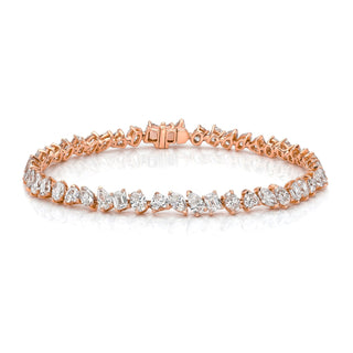 18k Fortuna Tennis Bracelet with Diamonds Rose Gold 6.5" Natural by Logan Hollowell Jewelry