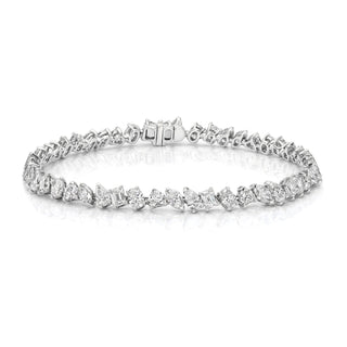 18k Fortuna Tennis Bracelet with Diamonds White Gold 6.5" Natural by Logan Hollowell Jewelry