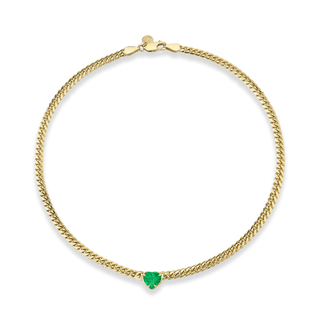Queen Emerald Heart Cuban Choker | Ready to Ship 13.5" Yellow Gold  by Logan Hollowell Jewelry