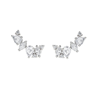 Eternal Jardin Rose Cut Diamond Marquise & Pear Studs White Gold Pair  by Logan Hollowell Jewelry