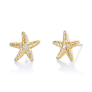 Medium Starfish Studs Pair Yellow Gold  by Logan Hollowell Jewelry