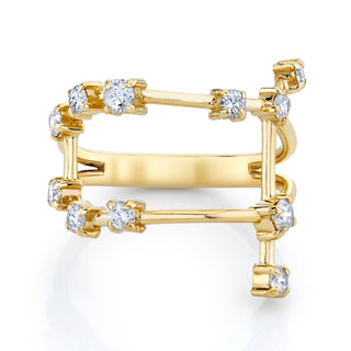 18k Prong Set Gemini Constellation Ring Yellow Gold 3  by Logan Hollowell Jewelry