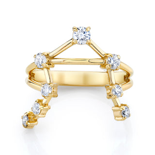 18k Prong Set Libra Constellation Ring Yellow Gold 3  by Logan Hollowell Jewelry