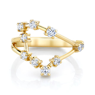 18k Prong Set Capricorn Constellation Ring Yellow Gold 2.5  by Logan Hollowell Jewelry